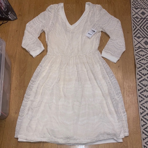 Charlotte Russe Dresses & Skirts - New crochet cream long sleeved dress perfect for holiday and Christmas parties